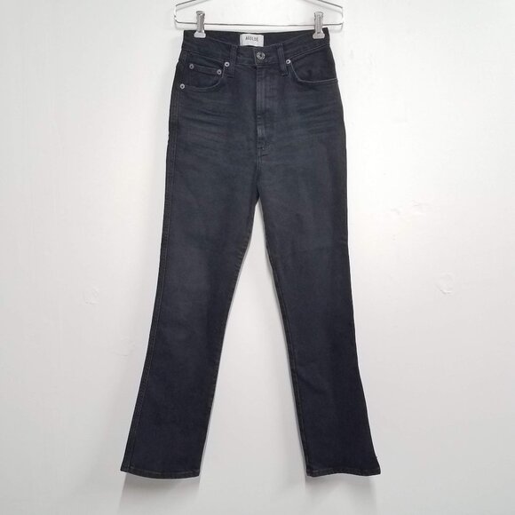 AGOLDE Pinch Waist High Rise Kick Flare Jeans Black Womens 25 A095-1286 - Picture 1 of 9
